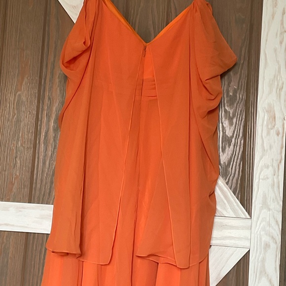 Elegant Orange Sleeveless  Spaghetti Strap Chiffon Bridesmaid Dress. Size 22 - Picture 7 of 11